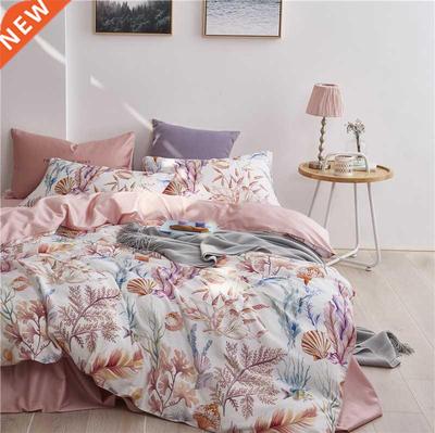Multic color Leaf Birds print Bedding Set Luxury Egyptian Co