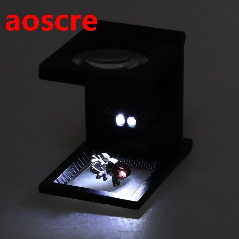 10 Times Magnifier Magnifying Glass Power Foldable LED Light