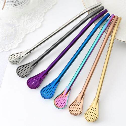 Stainless Steel Drinking Straw Spoon Tea Filter Mate Tea Str