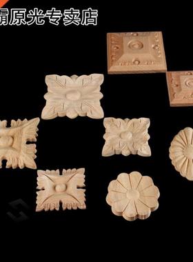 1Pc Square Flower Woodcarving Decal Corner Applique Frame Do
