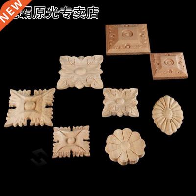 1Pc Square Flower Woodcarving Decal Corner Applique Frame Do