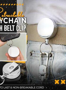 Retractable Keychain With Belt Clip 2PCS Pull Key Ring ID Ba