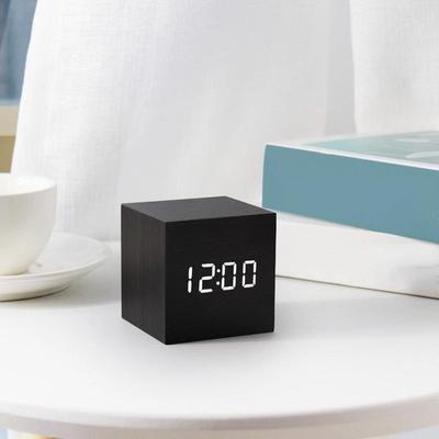 LED Wooden Alarm Clock Watch Tale Voice Control Electronic