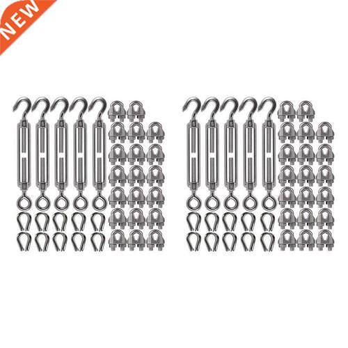 2X 04 Stainless Steel Turnbuckle M6 Wire Rope Tension Tensi