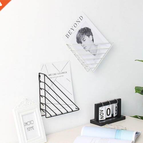 Nordic Geometric Iron Magazine Storage Rack Wall Basket Home