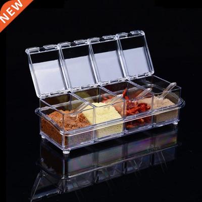 4pcs Spices Jars Seasoning Box Sugar Salt Spice Rack Storage