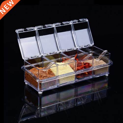 4pcs Spices Jars Seasoning Box Sugar Salt Spice Rack Storage