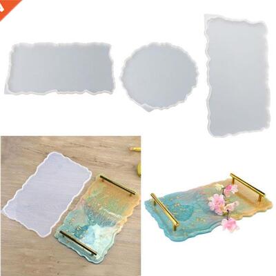 3Pcs Big Rectangle Round Plate Resin Mold Oversized Fruit Di