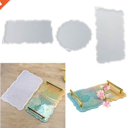 3Pcs Big Rectangle Round Plate Resin Mold Oversized Fruit Di