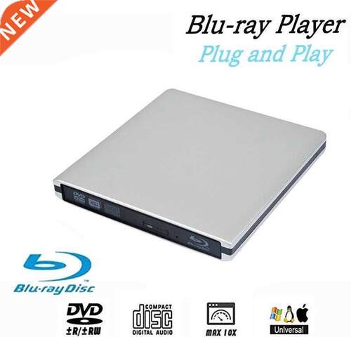 External Blu Ray DVD Drive 3D USB 3.0 Portable Bluray DVD CD