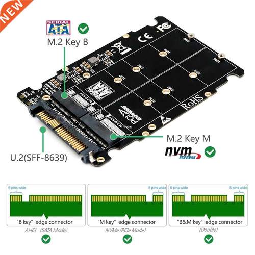 M.2 SSD to U.2 Adapter 2in1 M.2 NVMe and SATA-Bus NGFF SSD t