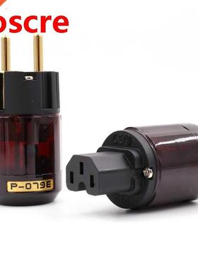 Hi End Pair P-079E+C079 24k Gold-Plated EU Power Plug ac pow