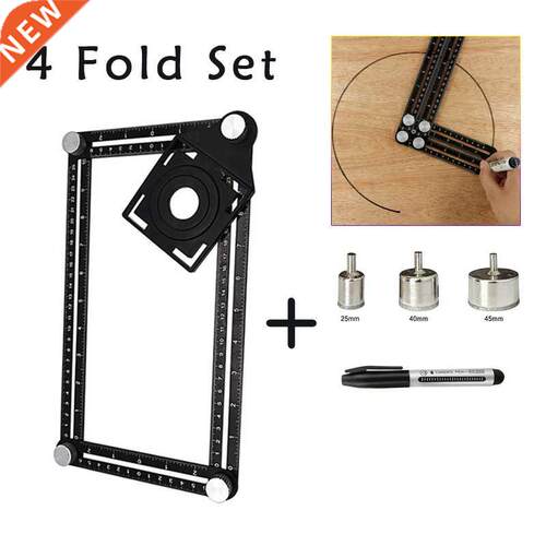 4 Fold Drill Set Construction Angle Measuring Ruler Aluminum