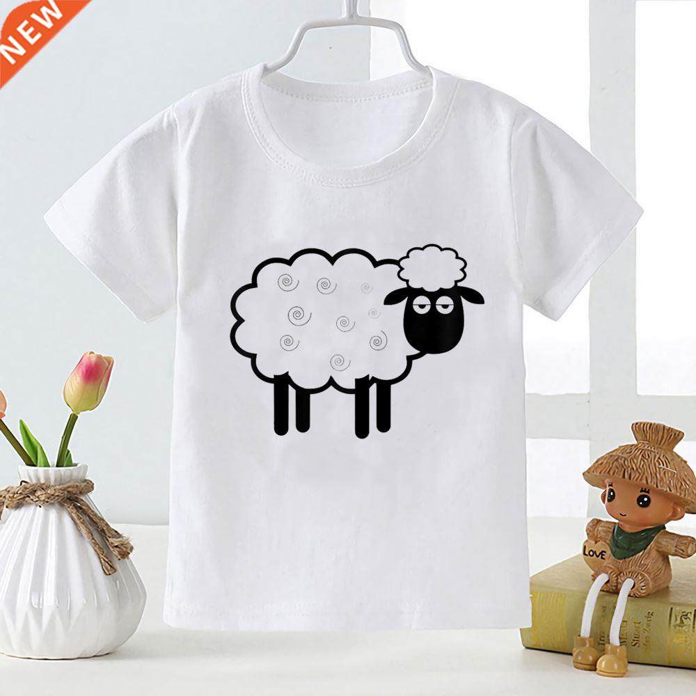 Summer Boys Girls T-shirt Cute Sheep Cartoon Print Tshirts C