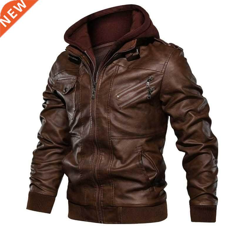 New autumn winter men's leather motorcycle jacket PU lea