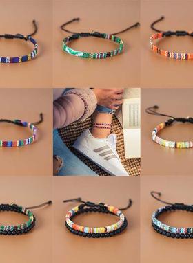 Bohemia Embroidery Woven Anklets Surfer Beach Anklet Set for