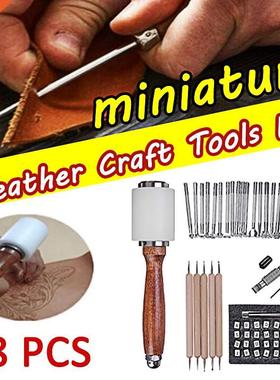 28Pcs Professional Leather Craft Tools Kit Hand Sewing Stitc