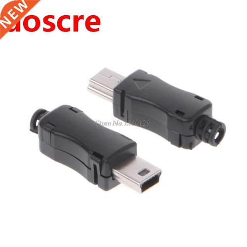 10Sets DIY Mini USB 2.0 5PIN Plug Socket With Plastic Cover
