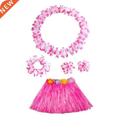 Kids Hawaiian Artificial Flowers Leis Garland Necklace Dress