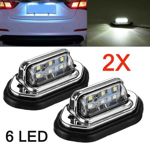 2pcs 12V 24V Waterproof 6 LED Car License Plate Light Signal