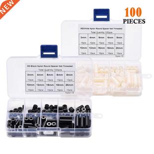 Non Black Spacer Round Threaded Nylon ABS White 100pcs