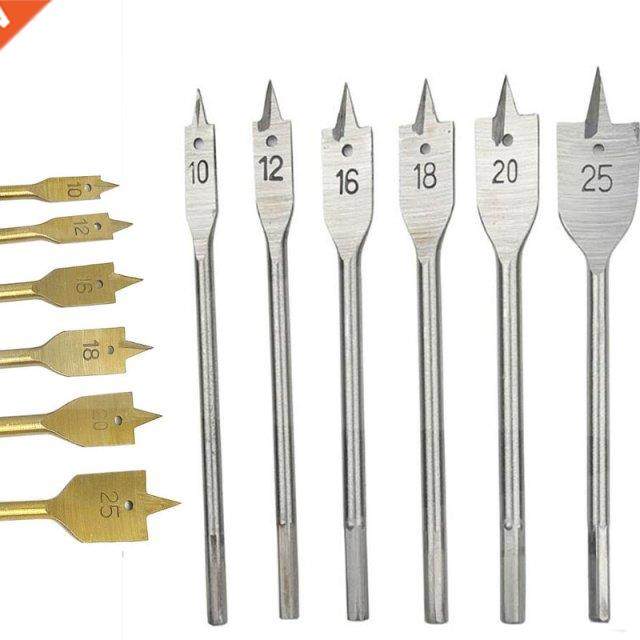 Woodworking Flat Drill Bit 6pcs/set 10mm-25mm Steel Wood Fla