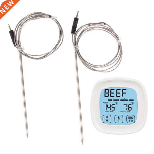 2 Probes Touchscreen Oven Meat Thermometer and Timer Grill K