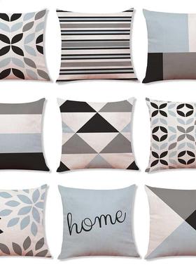 Geometrc Pllow Decoratve Cyan Black Gray Geometry Cushon