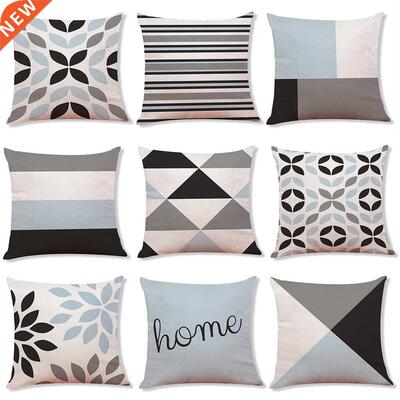 Geometrc Pllow Decoratve Cyan Black Gray Geometry Cushon