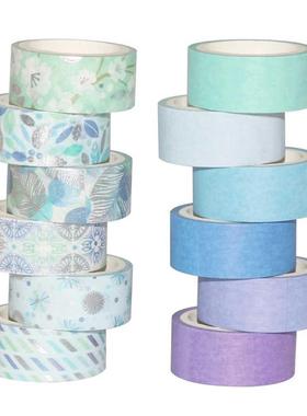 12Rls INS Style Blue Series Washi Tape  Scrapbooking Di