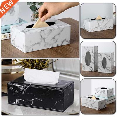 Rectangular Modern Marble Rectangle Faux Leather Tissue Box