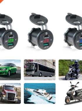 Waterproof 12V 24V Type C PD QC .0 USB Car Charger LED Volt