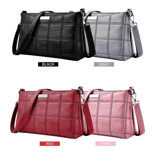 Women Handbag Leather Plaid Messenger Bag Shoulder Small Squ