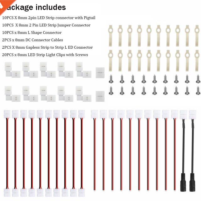 8mm 2Pin Connector Cable Accessories Kit 54PCS Fo2835 3528 8