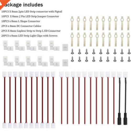 8mm 2Pin Connector Cable Accessories Kit 54PCS Fo2835 3528 8