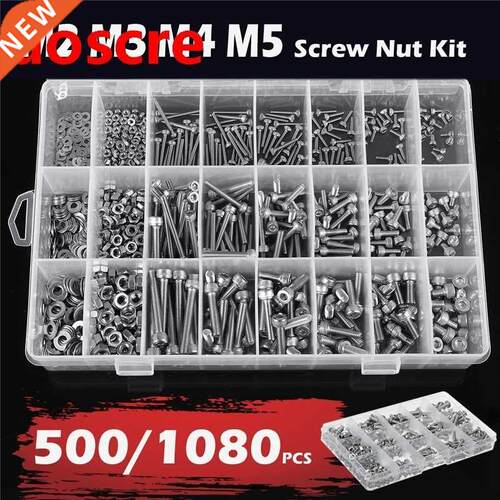 1080/500Pcs 304 Stainless Steel Hexagon Screw Socket Nut fla