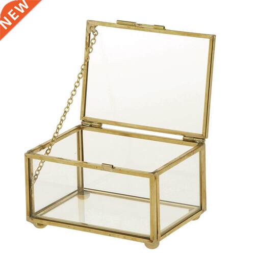 Geometric Glass Style Jewelry Box Table Container 适用于 Dis
