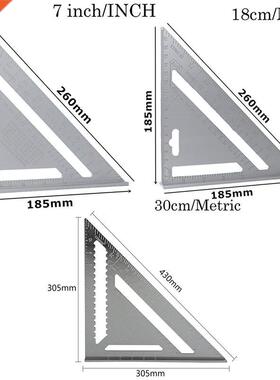 7'' Aluminum Alloy Ruler Angle Protractor Woodworkin