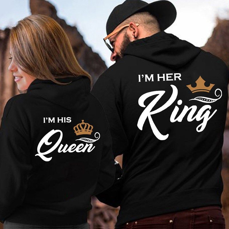 Printing Her King His Queen Lover Hoodies Harajuku Womens Cl