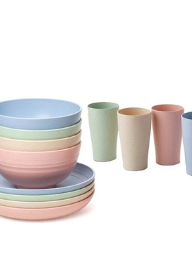 Wheat Straw Dinnerware Sets,Unbreakable Reusable