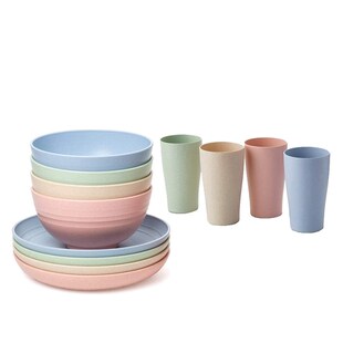 Wheat Straw Dinnerware Sets,Unbreakable Reusable
