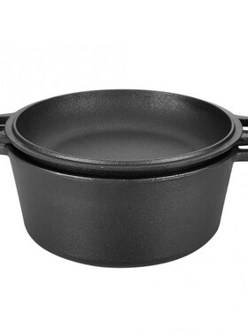 Cooking Pots 2 in 1 Seasoned Cast Iron Double Dutch Oven Com