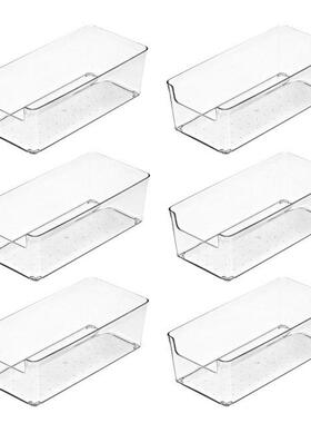 6Pcs Transparent Drawer Storage Box Uncovered Compartment Re