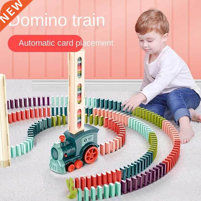 Electric Train Domino Car Set Sound and Light Automatic Layi