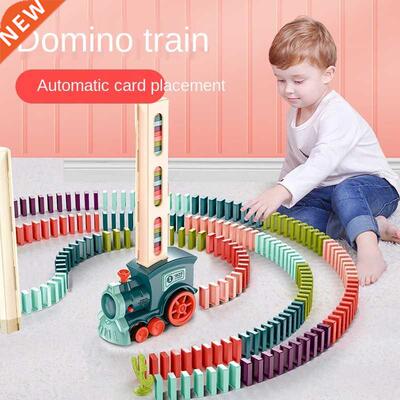 Electric Train Domino Car Set Sound and Light Automatic Layi
