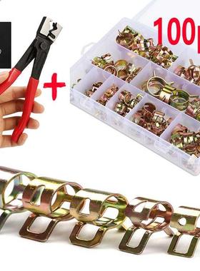 100 pieces of galvanized 6-22 mm spring hose clamps + 1 piec