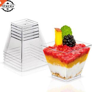10X 60ML Disposable Plastic Dessert Cups Portion Transparent