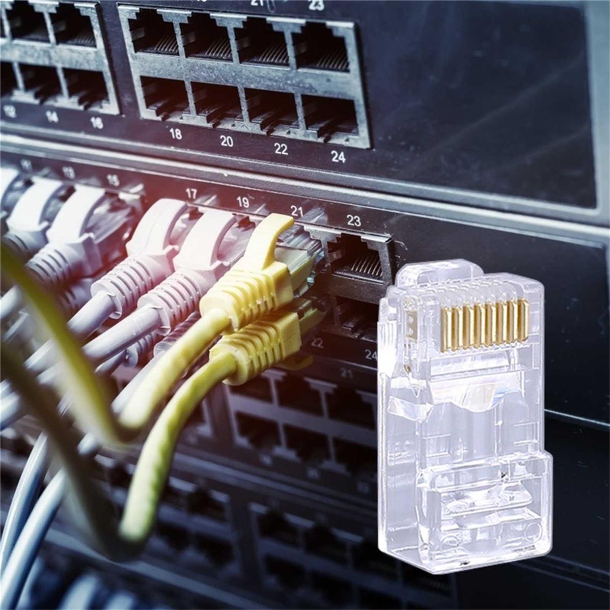 100PC Cat 5 Cat6 RJ45 Connector 8P8C Modular Ethernet Cable