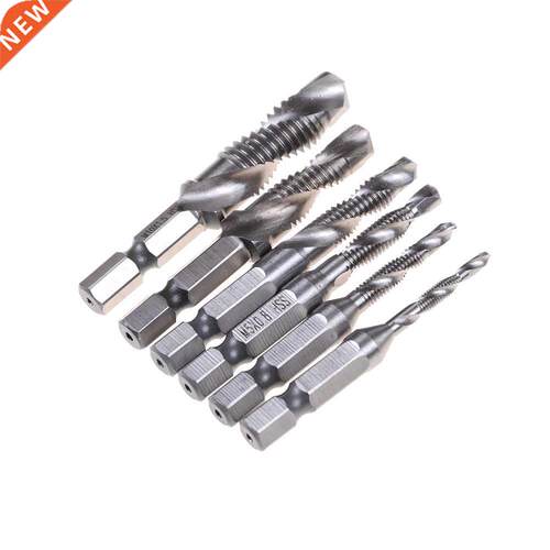 6pcs 1/4'' Hex HSS Speed Steel Thread Spiral Screw M