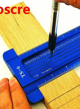 6/8inch Aluminum Scale Ruler T-type Hole Ruler Woodworking S